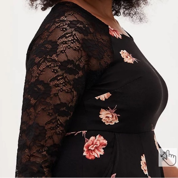 Torrid Super Soft Black Floral Midi Dress NWT - Picture 4 of 11